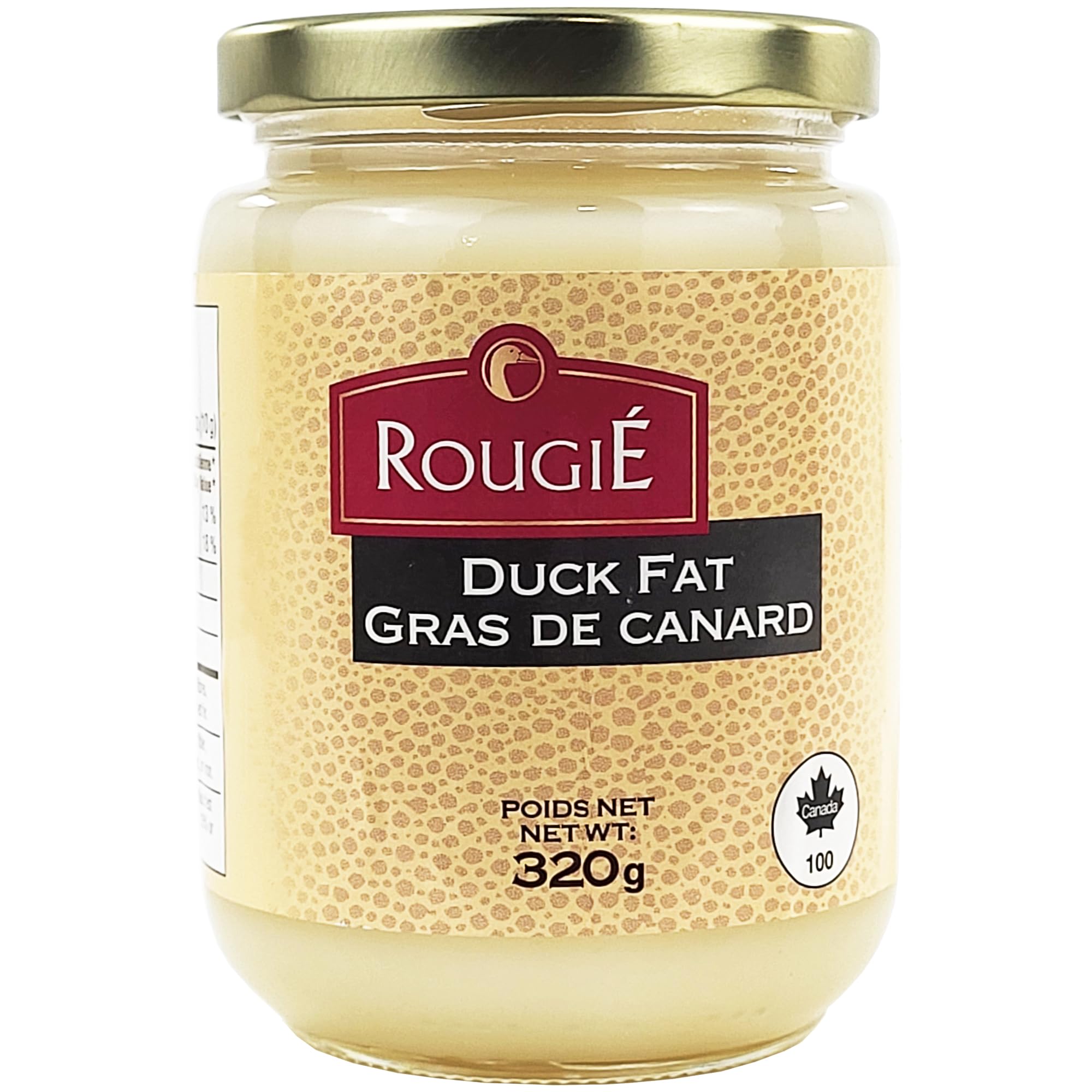 Rougie jar front view showing label and elegant packaging benefit: clear storage