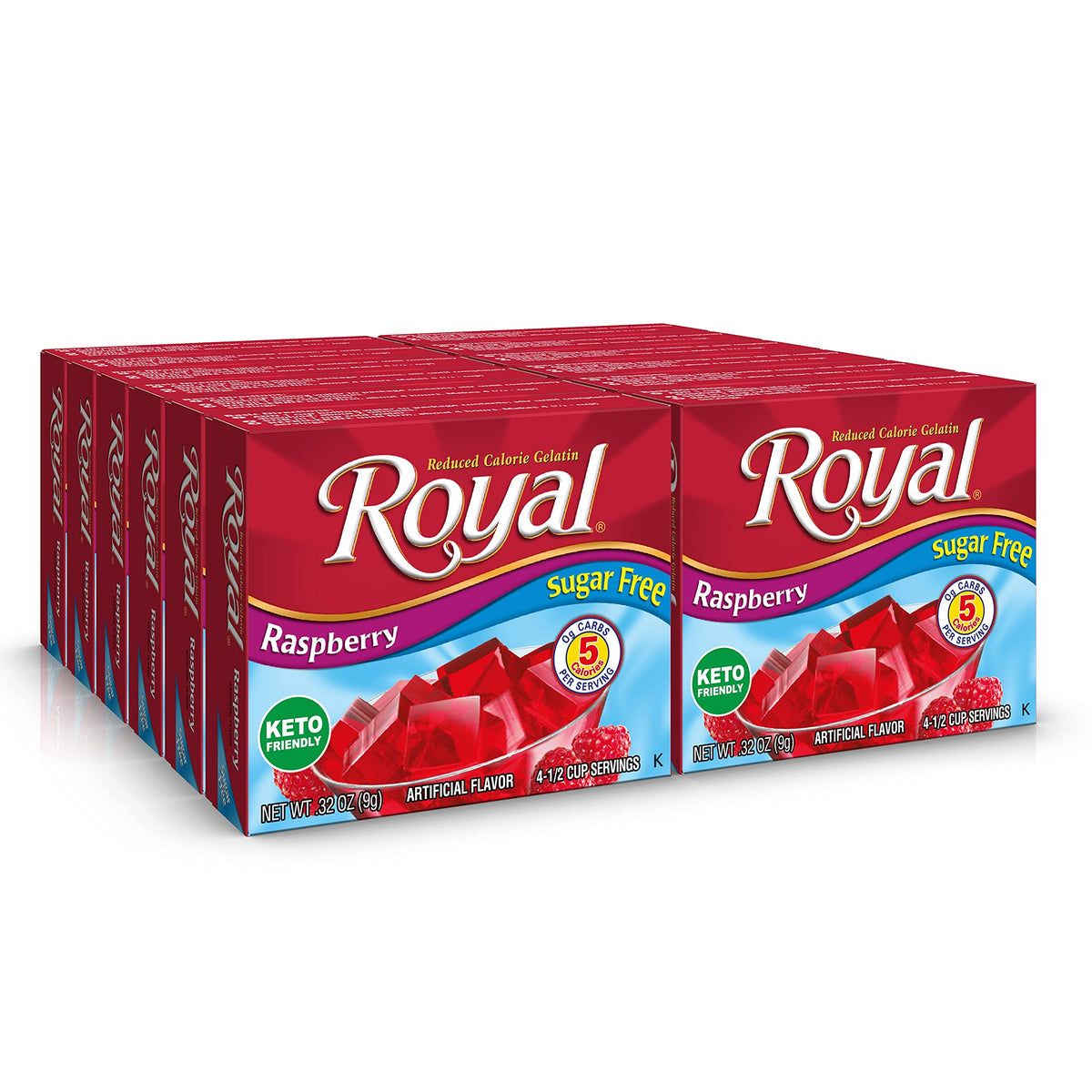 Royal raspberry front box showing package and flavor, clear ingredient benefit