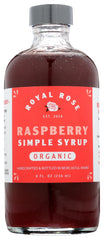 Royal Rose front bottle view highlighting organic raspberry syrup benefits