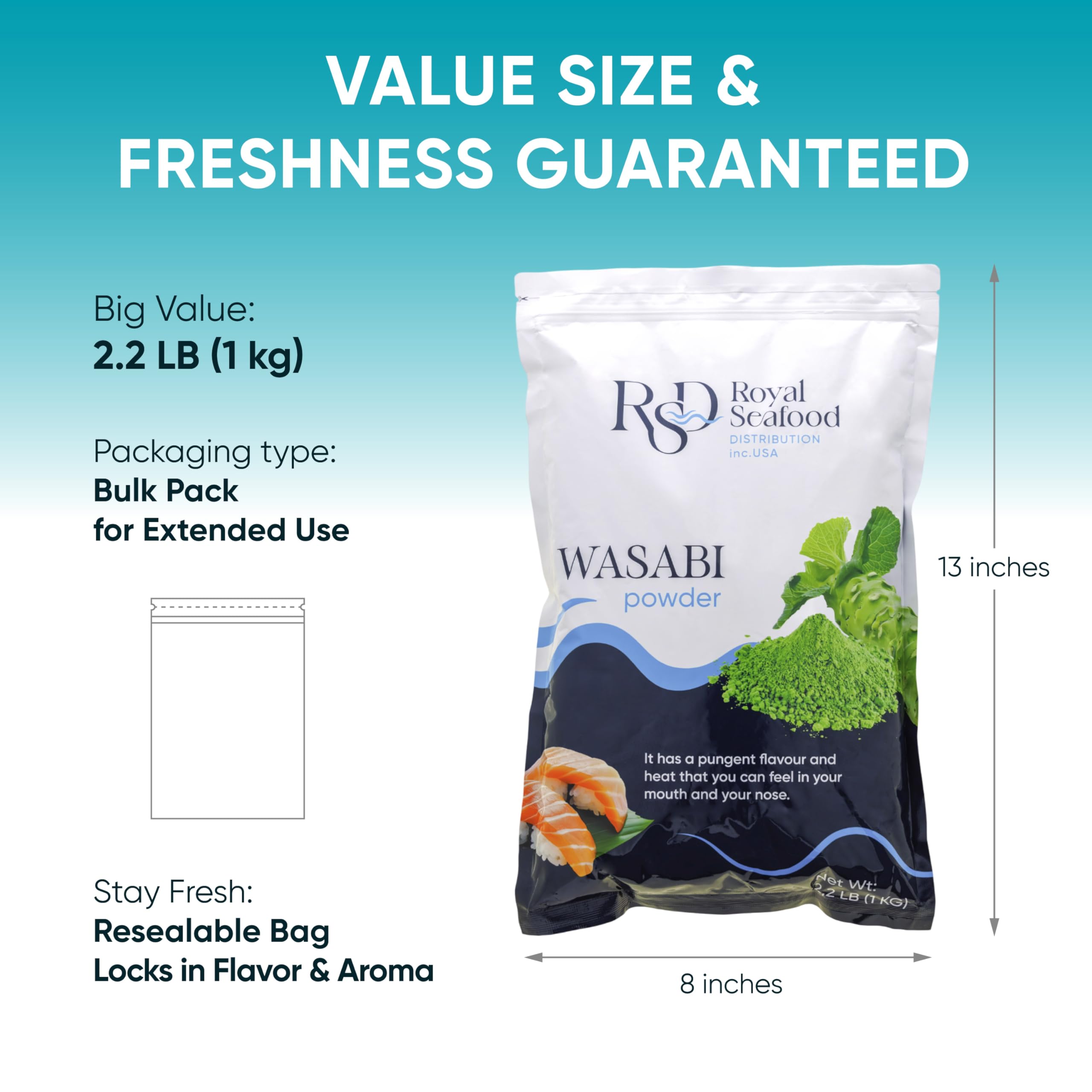 Royal Seafood Distribution open bag close-up of powder texture for freshness