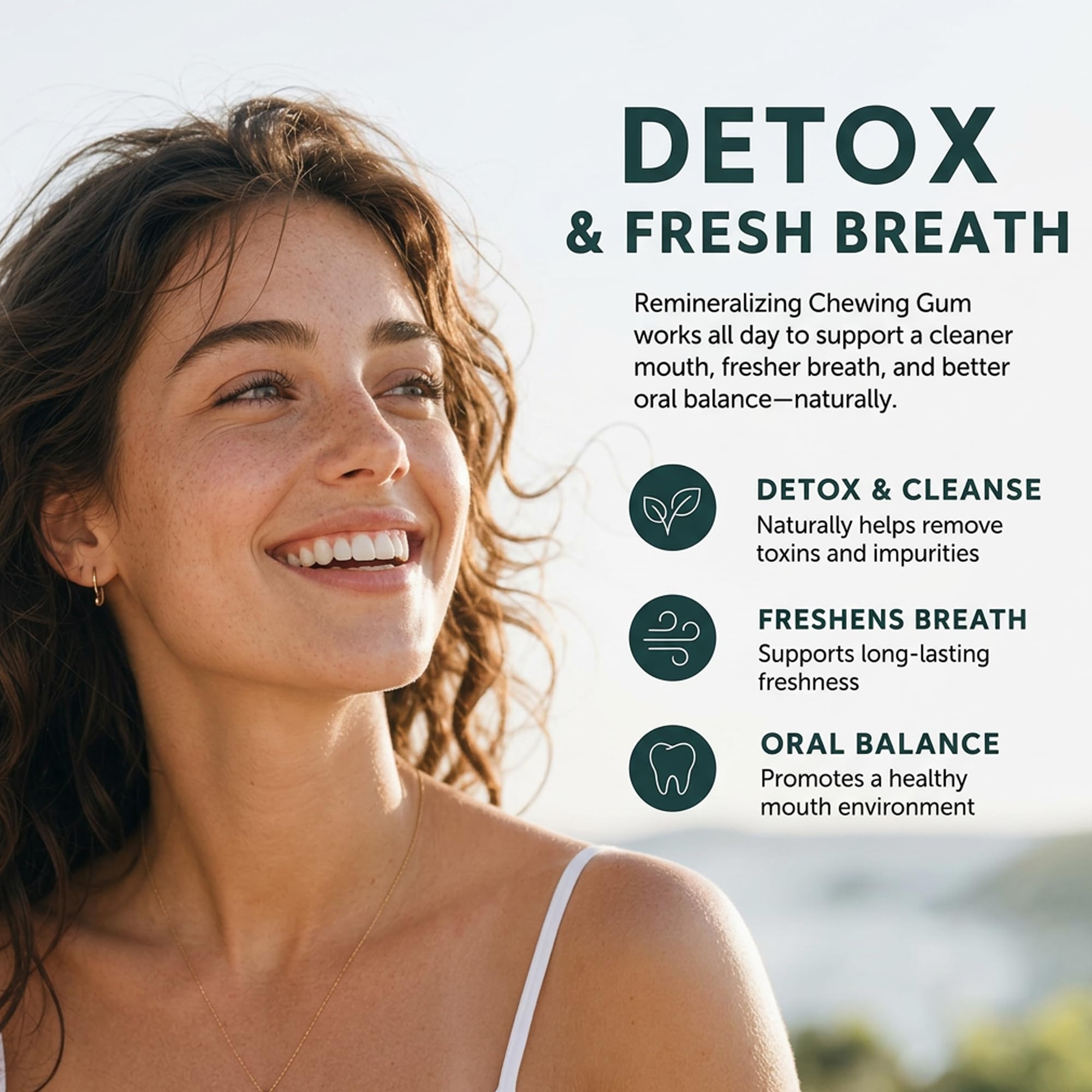 Royalee plant-derived gum base visual highlighting eco-friendly, plastic-free chew