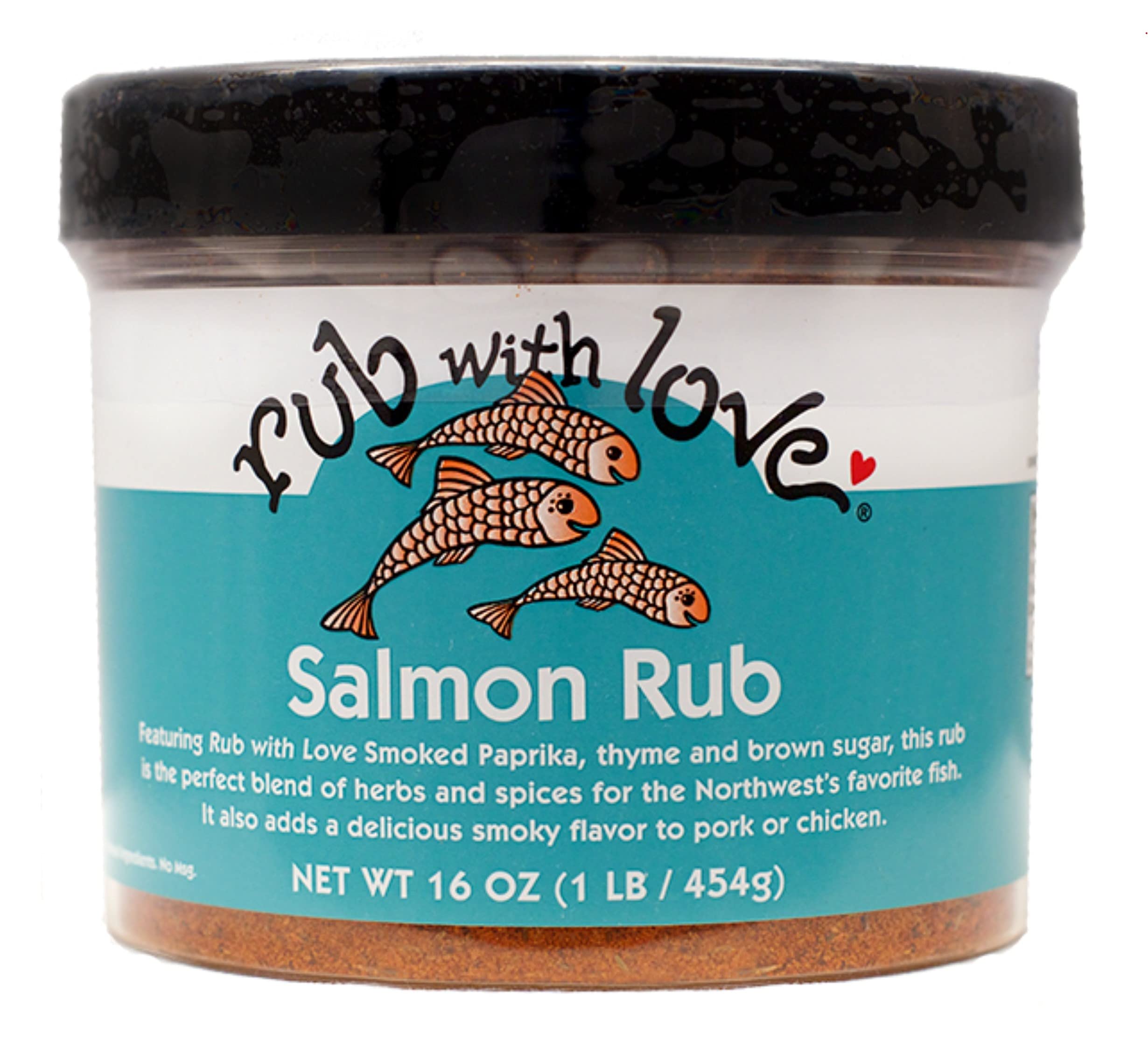 Rub with Love front packaging showing one-pound seal and branding benefit convenience