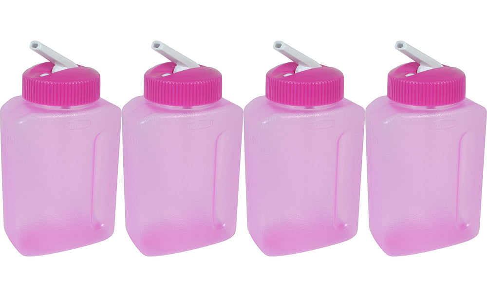 Rubbermaid pink juice box front view showing reusable design and reduced waste