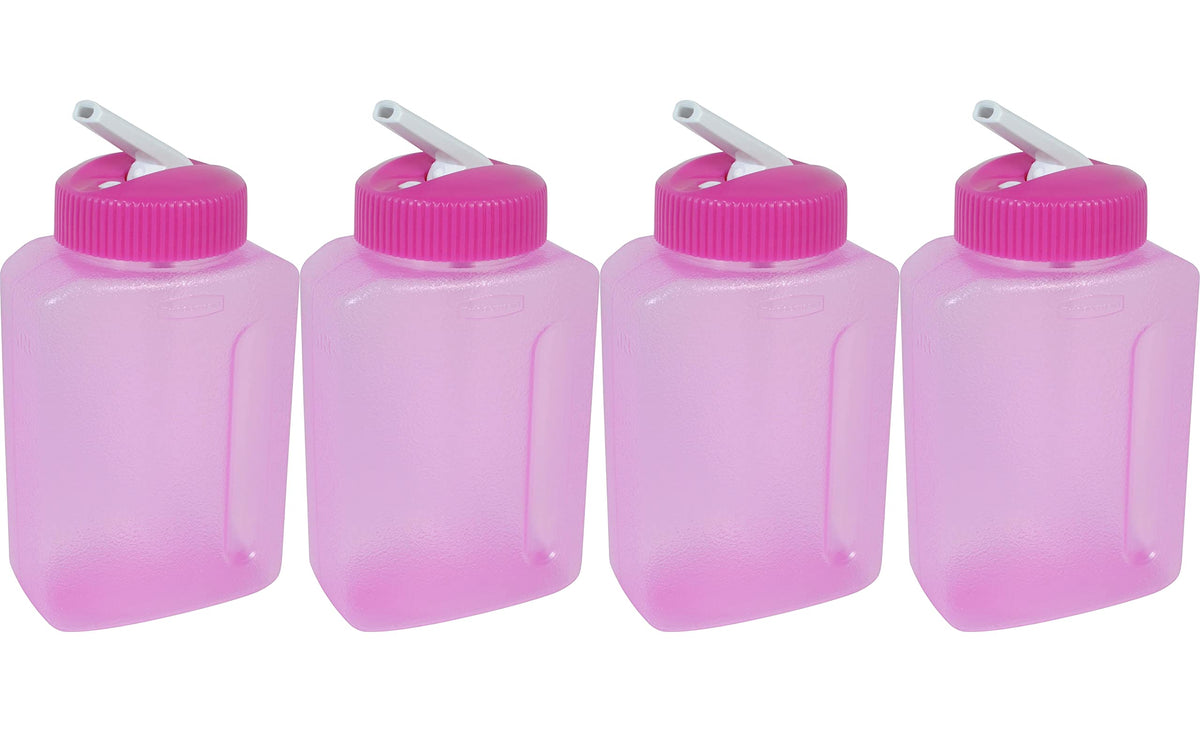 Rubbermaid pink juice box front view showing reusable design and reduced waste