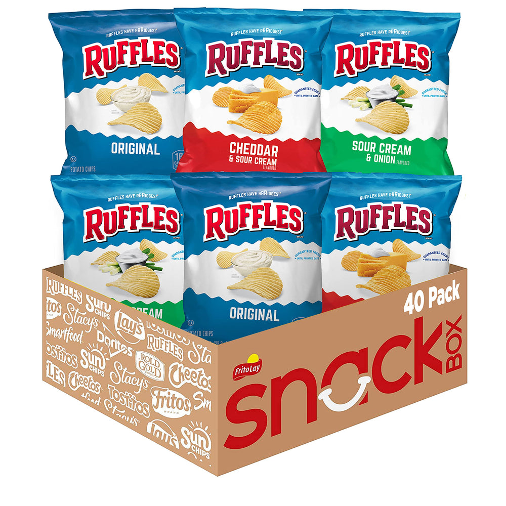 Ruffles front packaging showing 40-count variety and convenience