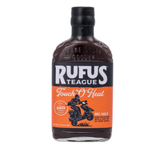 Rufus Teague front label showing brand and sweet-heat promise for easy recognition
