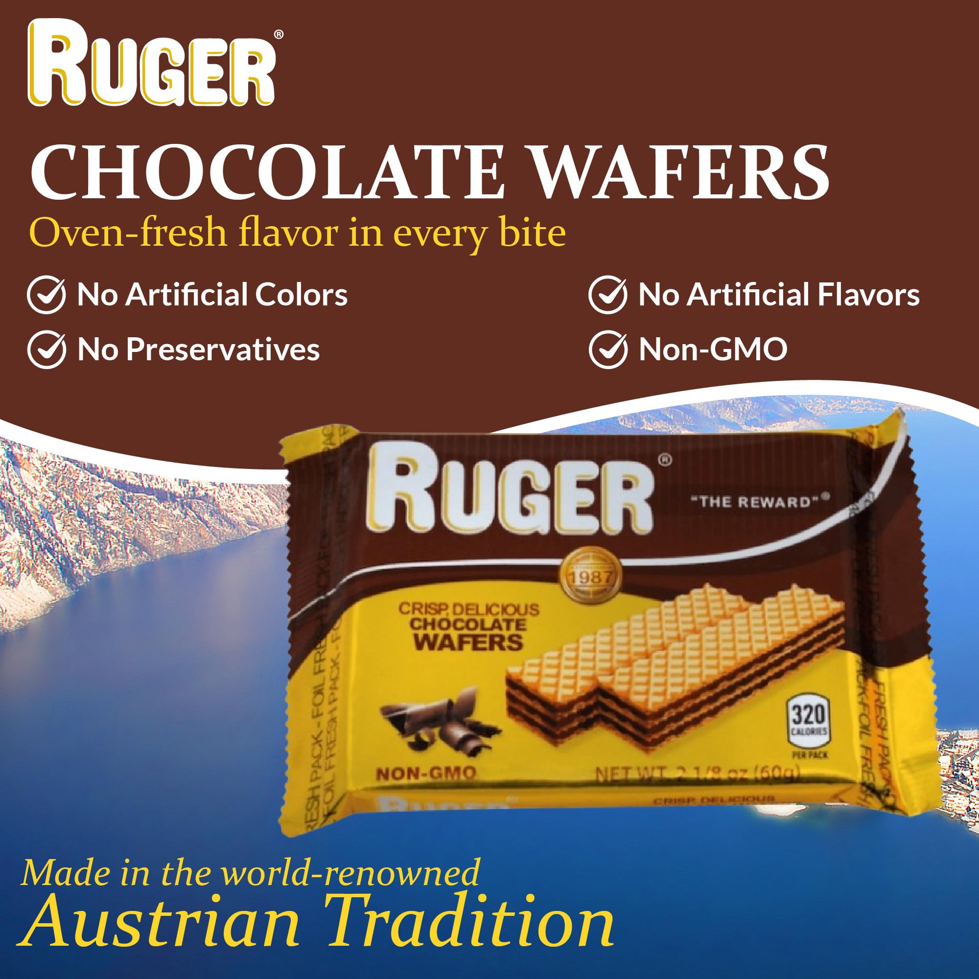 RUGER close-up wafer cross section revealing crisp layers and creamy filling for satisfying crunch