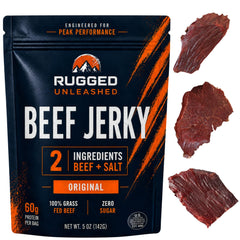 Rugged Unleashed front packaging showing clean two-ingredient branding and benefits