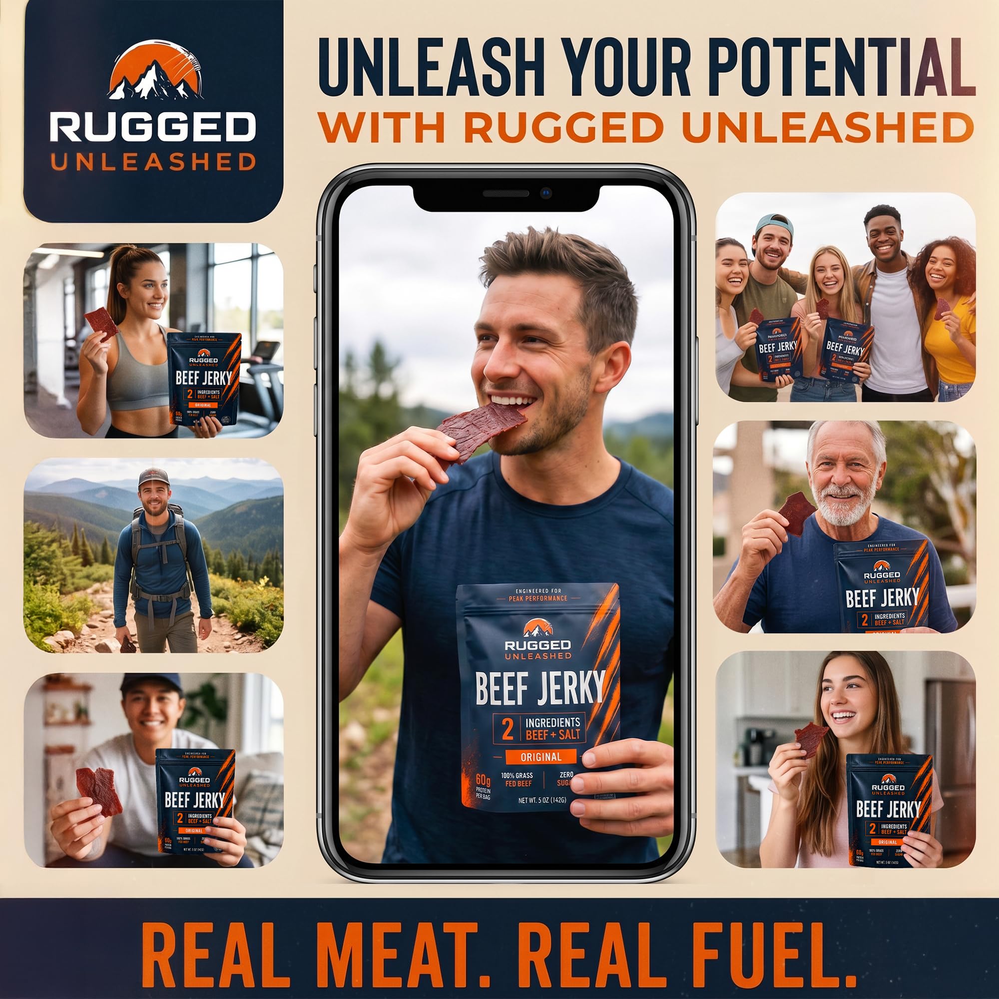 Rugged Unleashed raw beef and sea salt ingredients highlighting simple purity