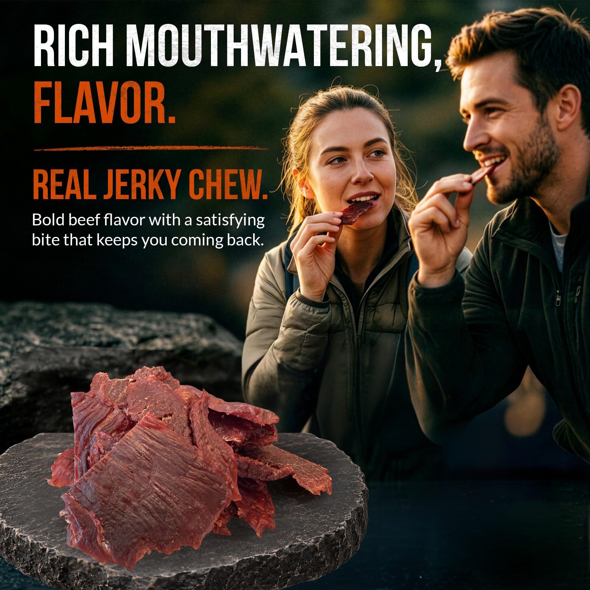 Rugged Unleashed serving on a plate illustrating portion and hearty protein snack