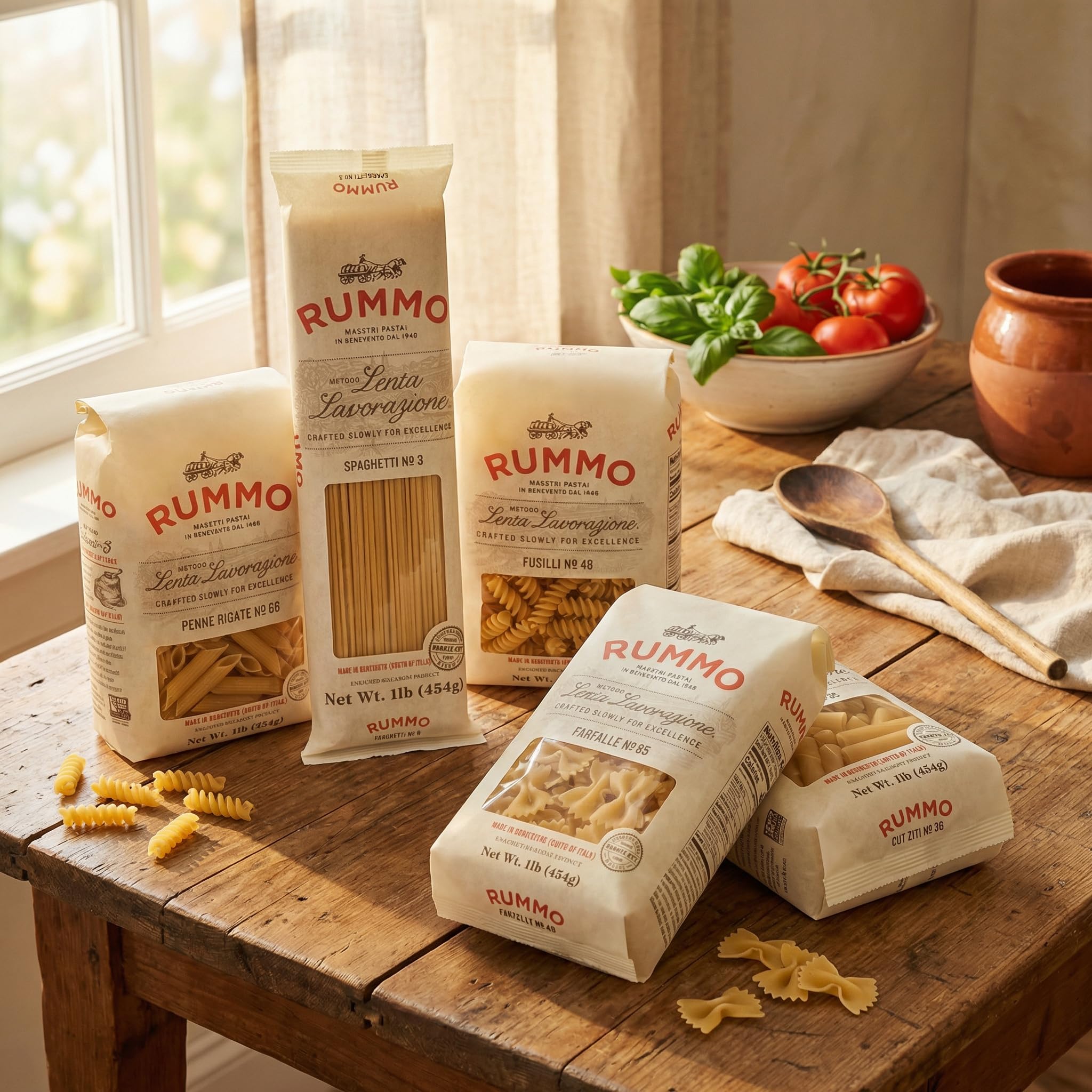 Rummo spaghetti close-up highlighting semolina texture for firm bite