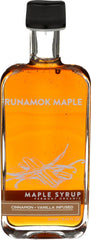 Runamok front bottle view showing cinnamon-vanilla infused maple syrup benefits authentic taste