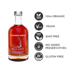 Runamok label close-up showing organic certification and provenance benefits