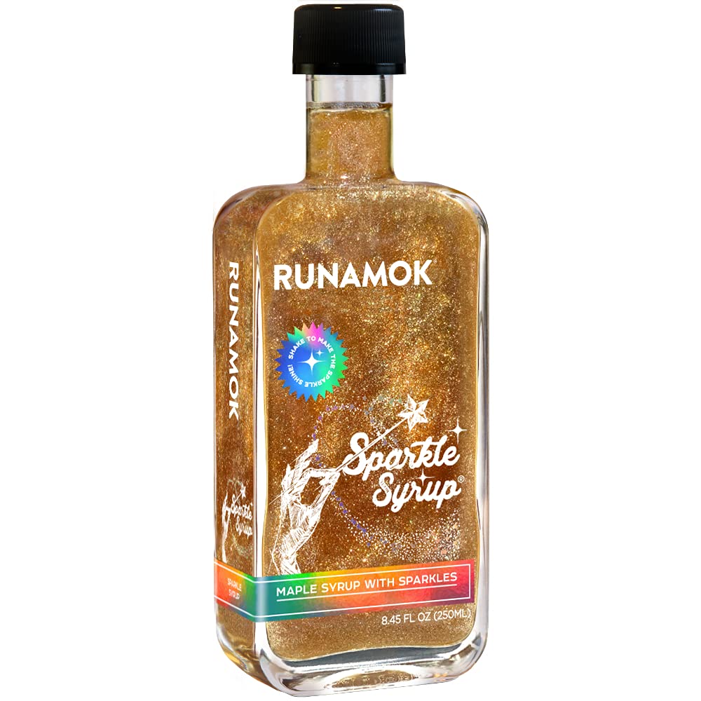 Runamok bottle front view showing sparkling maple syrup and brand clarity