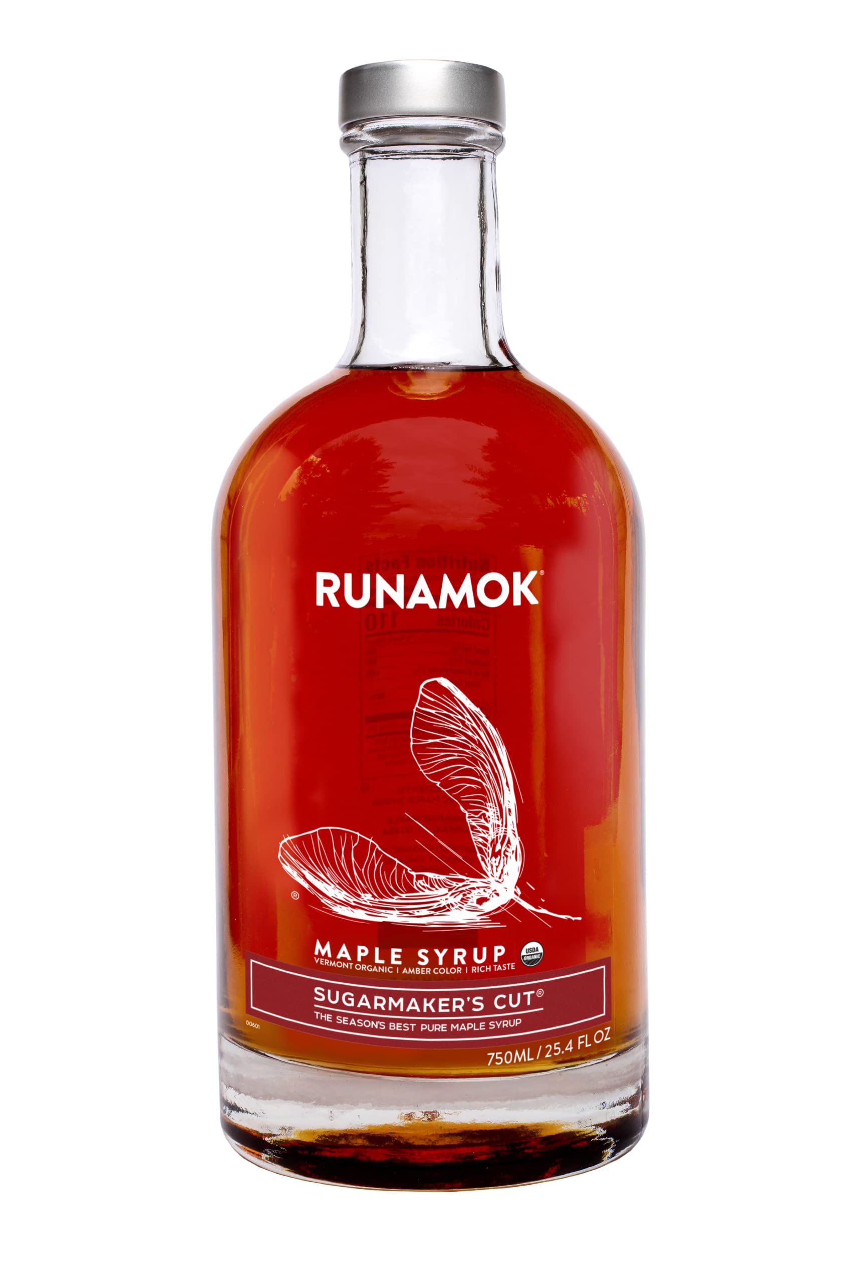 Runamok glass bottle front view showing premium packaging and pure maple syrup