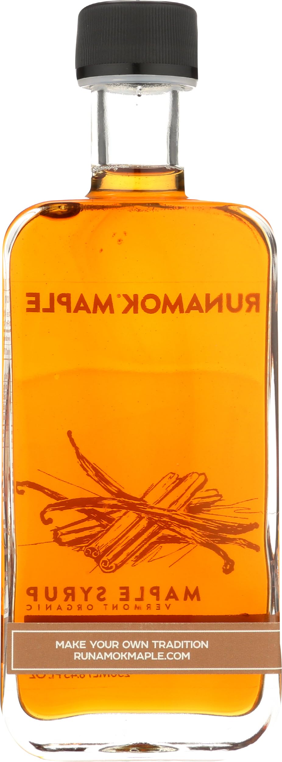 Runamok glass bottle label close-up highlighting organic certification and quality