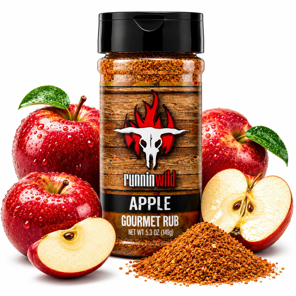 RunninWild apple rub front shaker shows product and easy pouring benefit