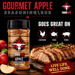 RunninWild apple rub sprinkled on pork illustrating enhanced flavor and color