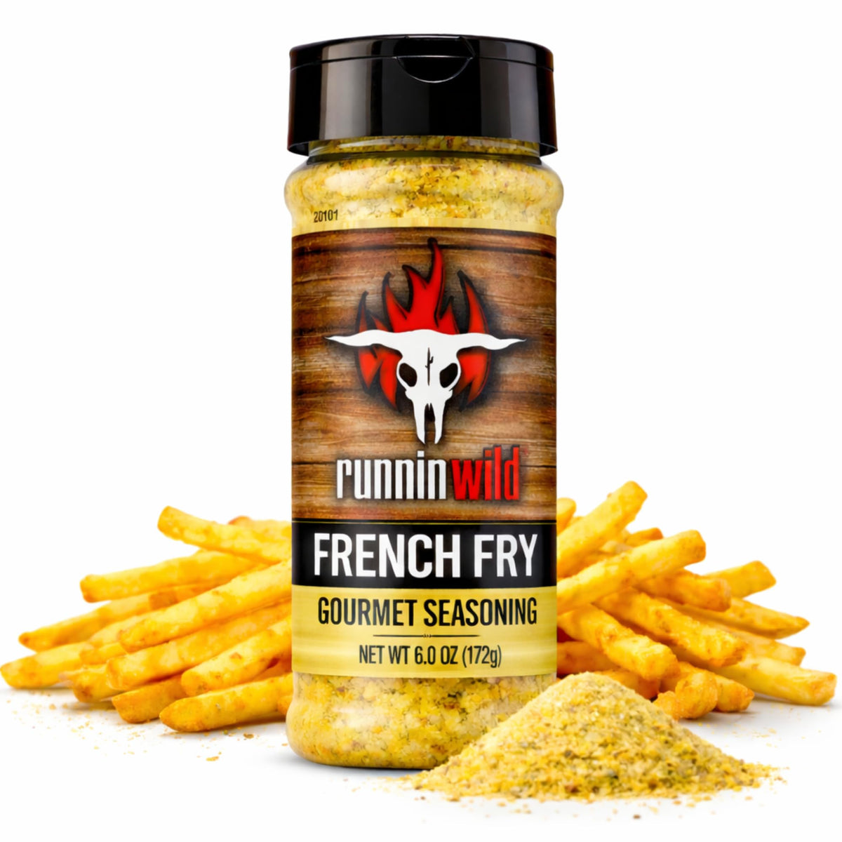 RunninWild jar front view showcasing bold Cajun garlic seasoning