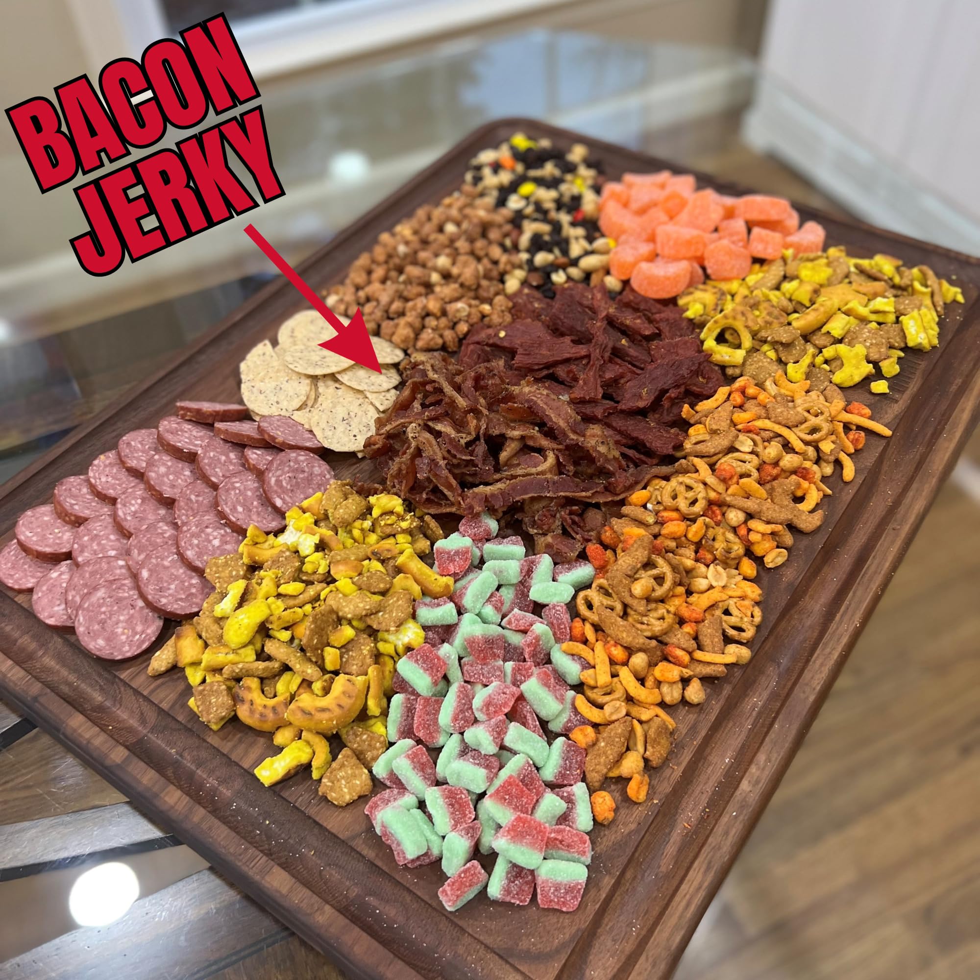 RunninWild maple bacon jerky tucked in a hiking pack for portable protein
