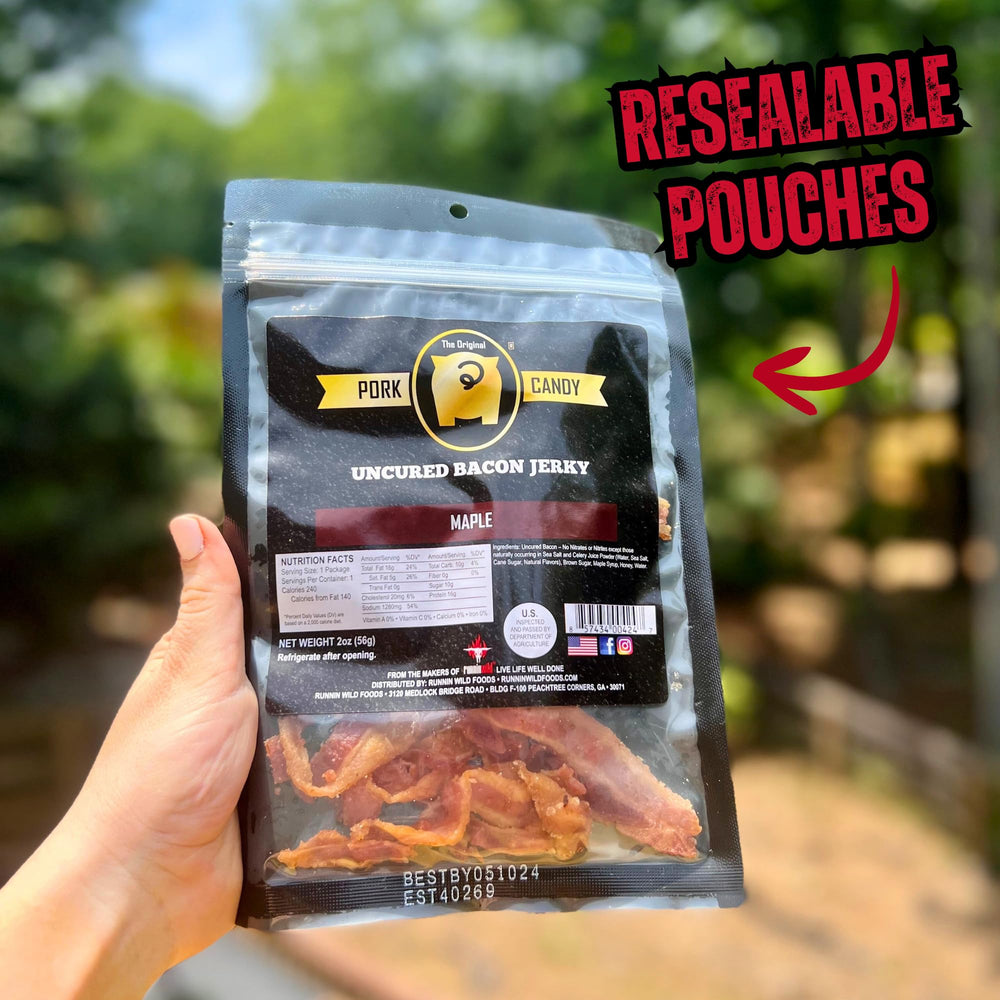 RunninWild bacon jerky arranged on a charcuterie board for entertaining
