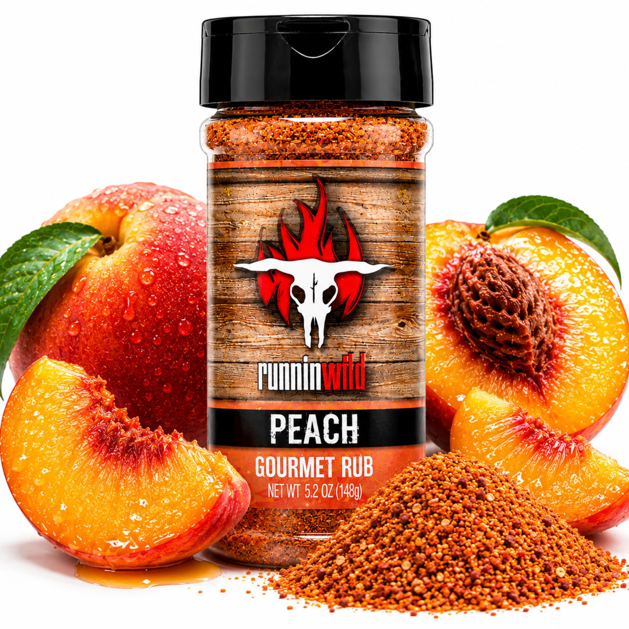 RunninWild jar front view showing peach rub branding and jar benefit