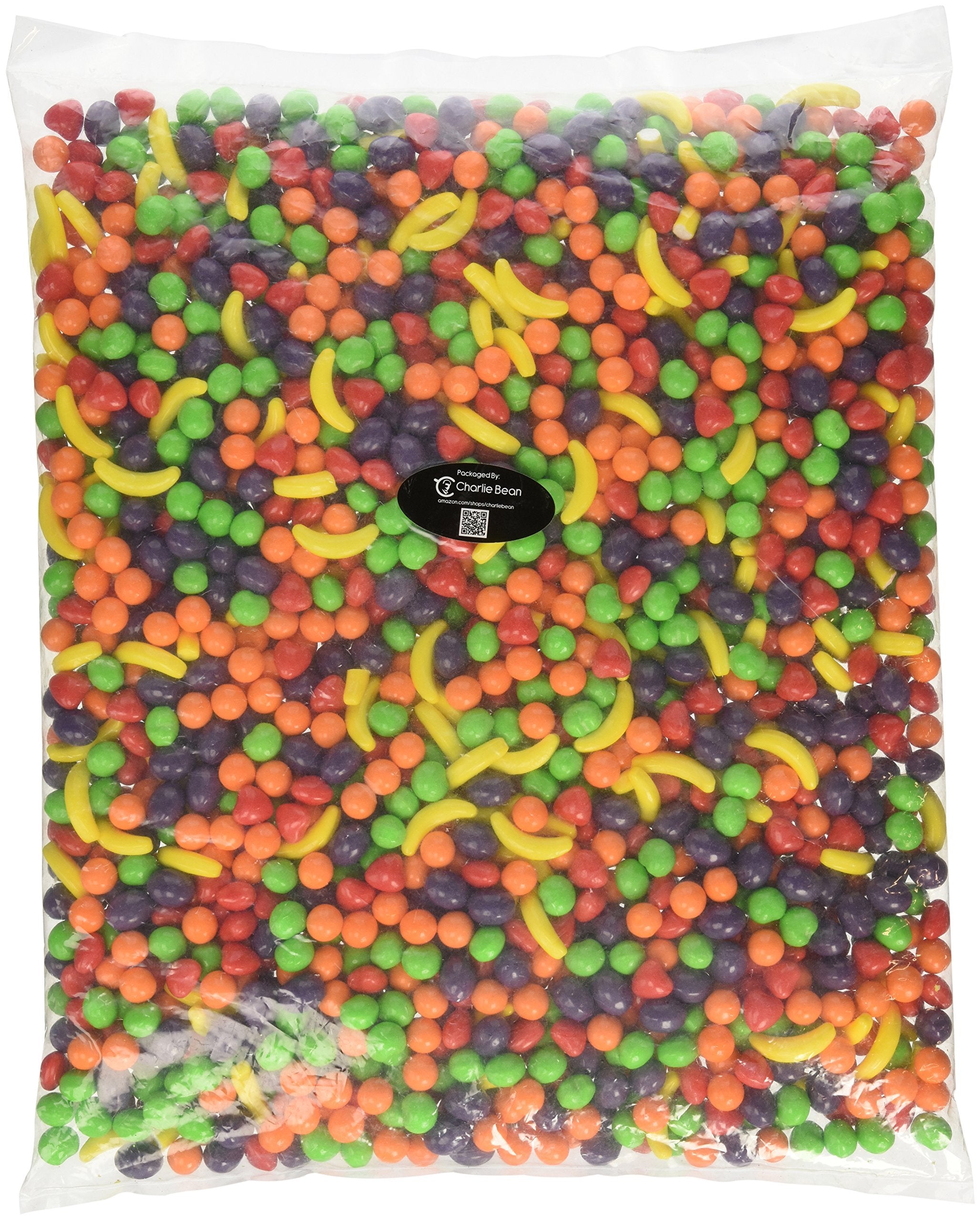 Runts Wonka front bag view showing colorful fruit shapes and bulk size benefit