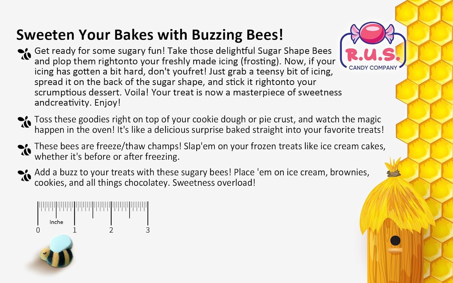 R.U.S. Candy label and ingredient panel showing USA-made quality benefit