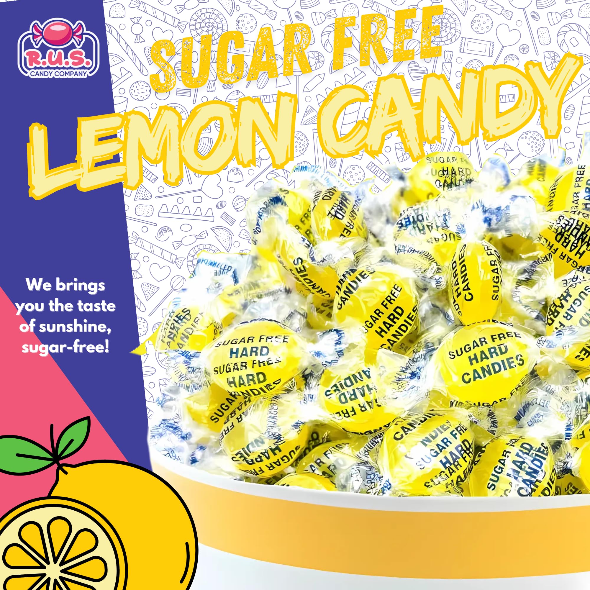 R.U.S. Candy close-up of candy surface showing lemon texture and bright flavor