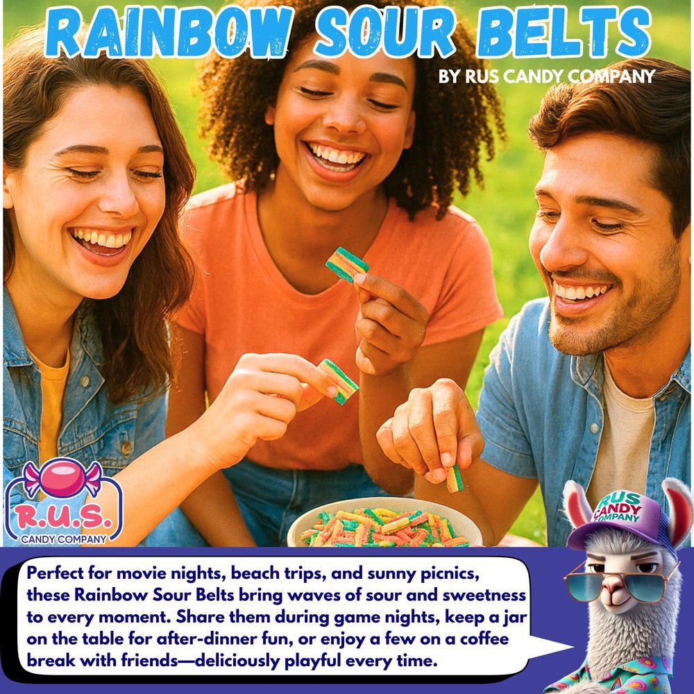 R.U.S. Candy open bag spilling belts demonstrating shareable one-pound quantity