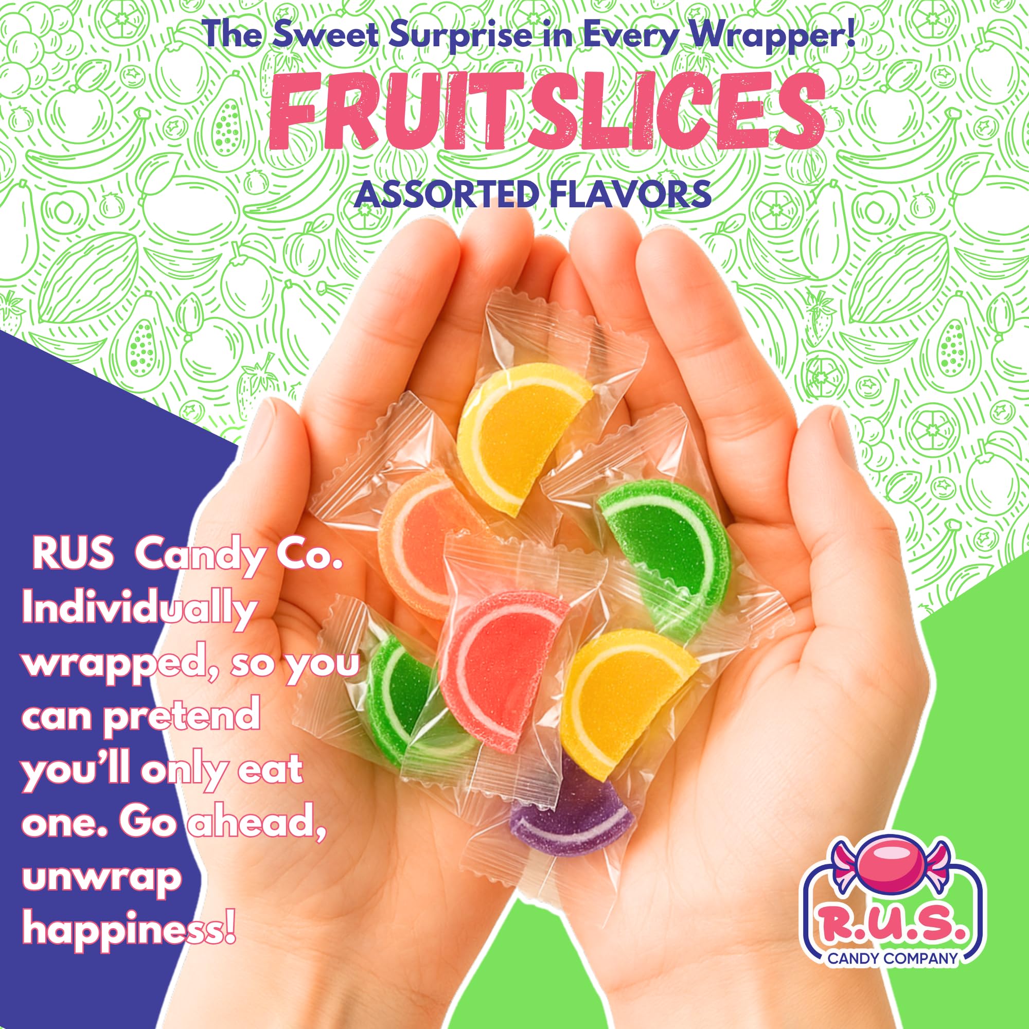R.U.S. Candy beside a ruler to show scale of slices and portioning convenience