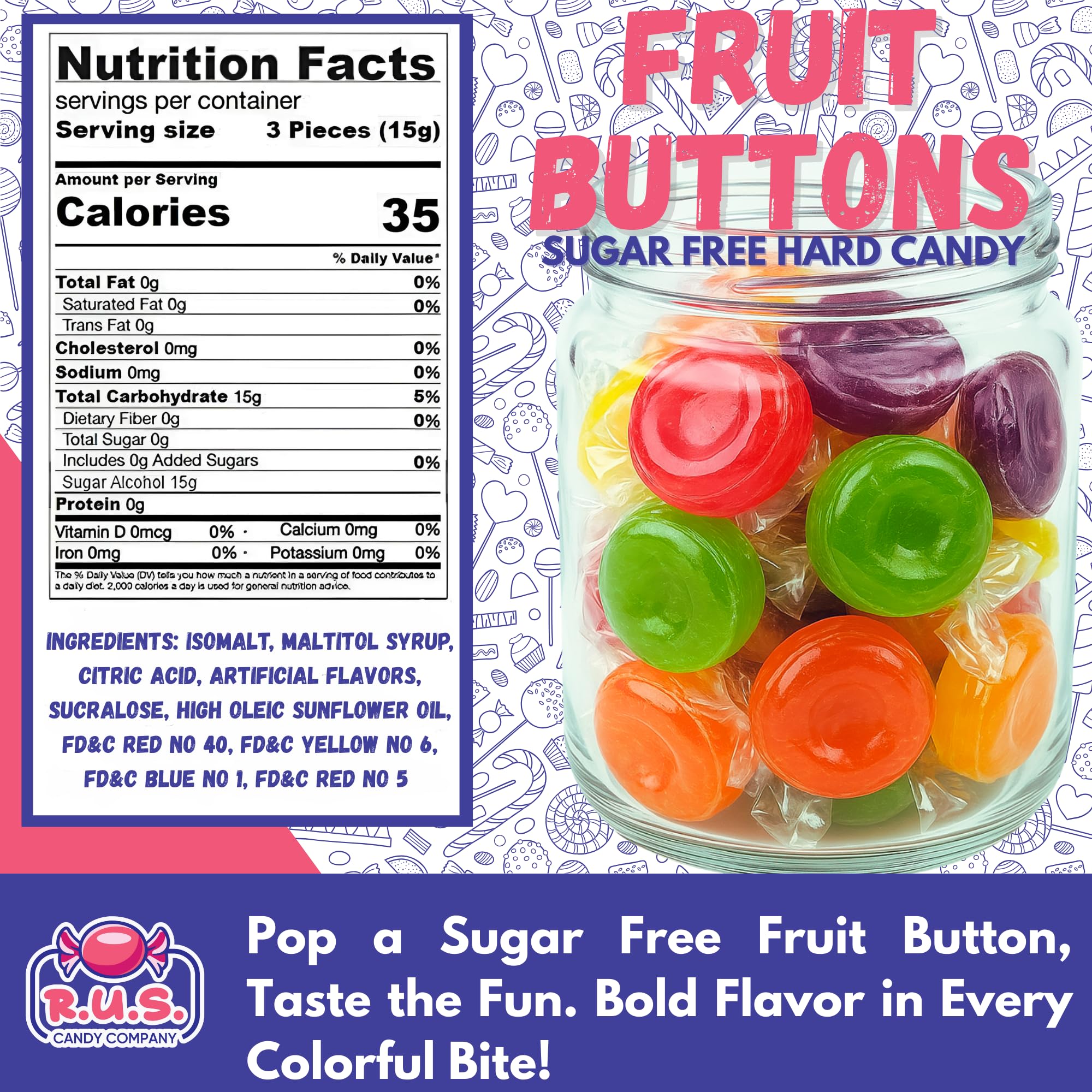 R.U.S. Candy disc edge texture closeup highlighting firm, long-lasting chew