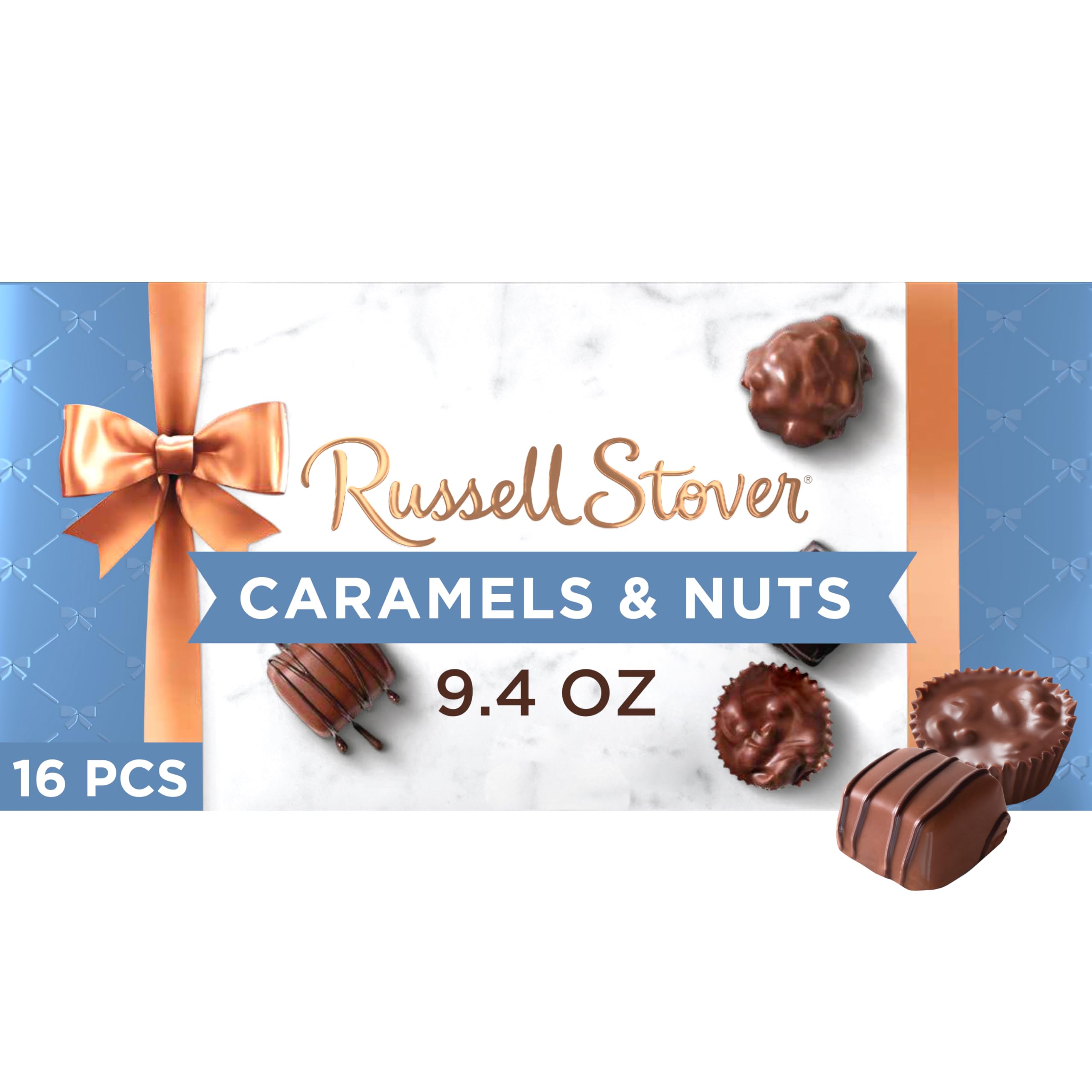 Russell Stover front box view showing gift-ready packaging and classic appeal
