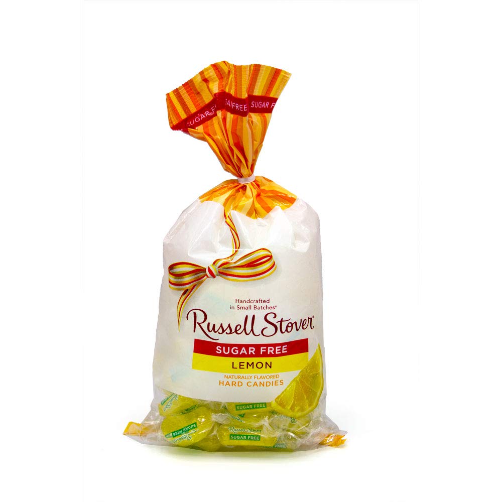 Russell Stover front of bag showing 12 oz resealable pack and bright lemon appeal