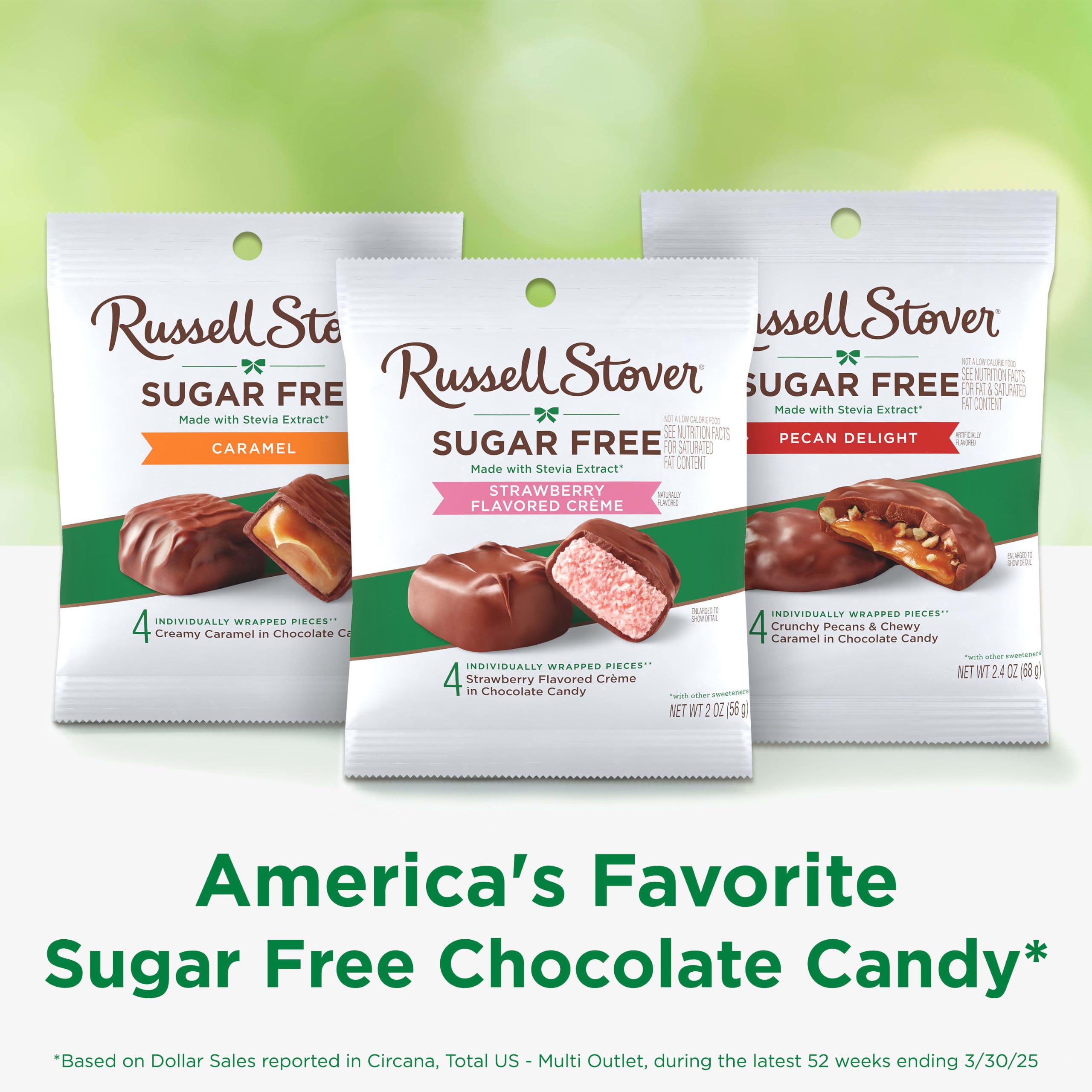 Russell Stover piece in hand for on-the-go snacking convenience