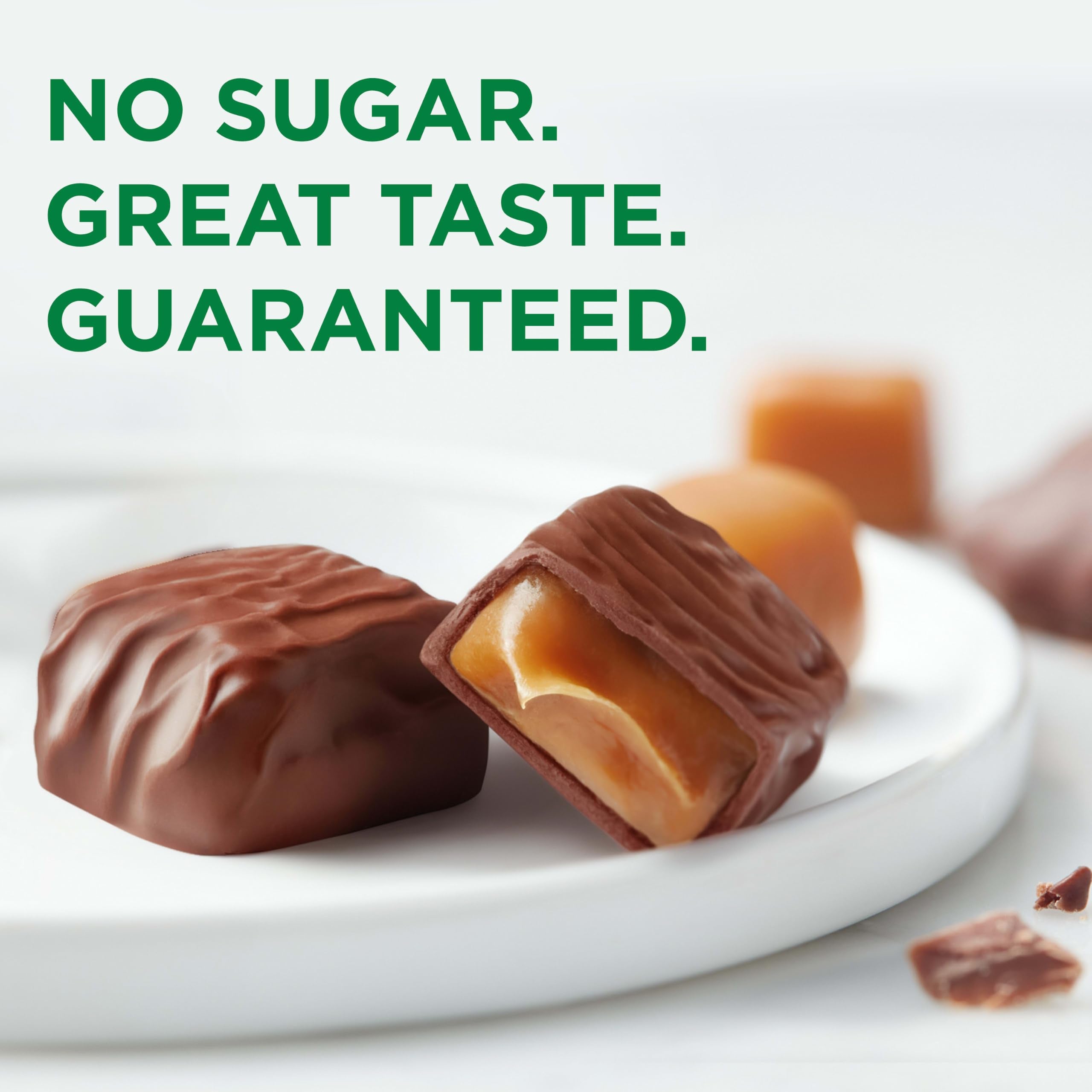 Russell Stover caramel with crispies close detail highlighting crunchy texture and flavor contrast
