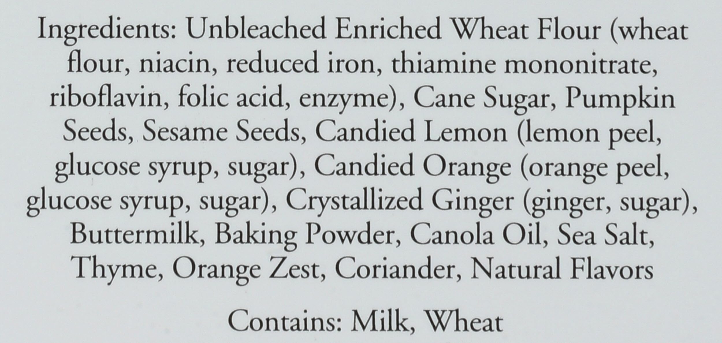 Rustic Bakery product label showing ingredients and brand for shopper confidence