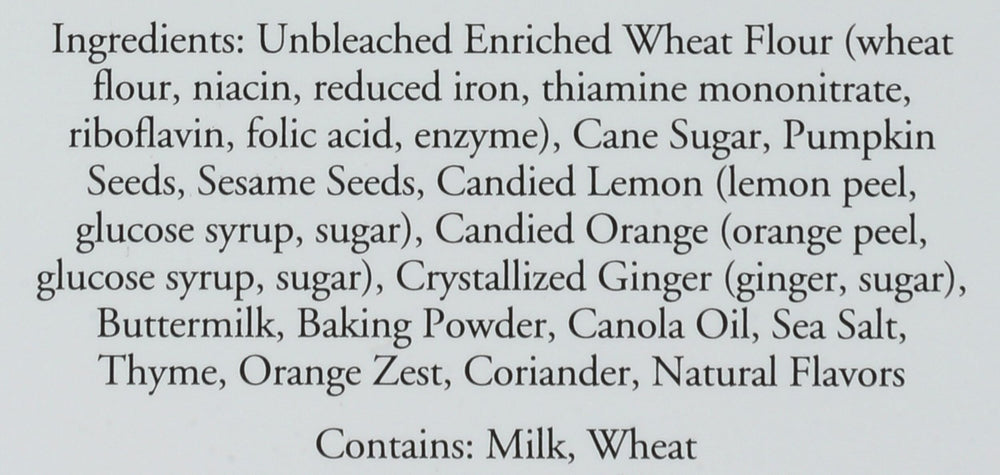 Rustic Bakery product label showing ingredients and brand for shopper confidence