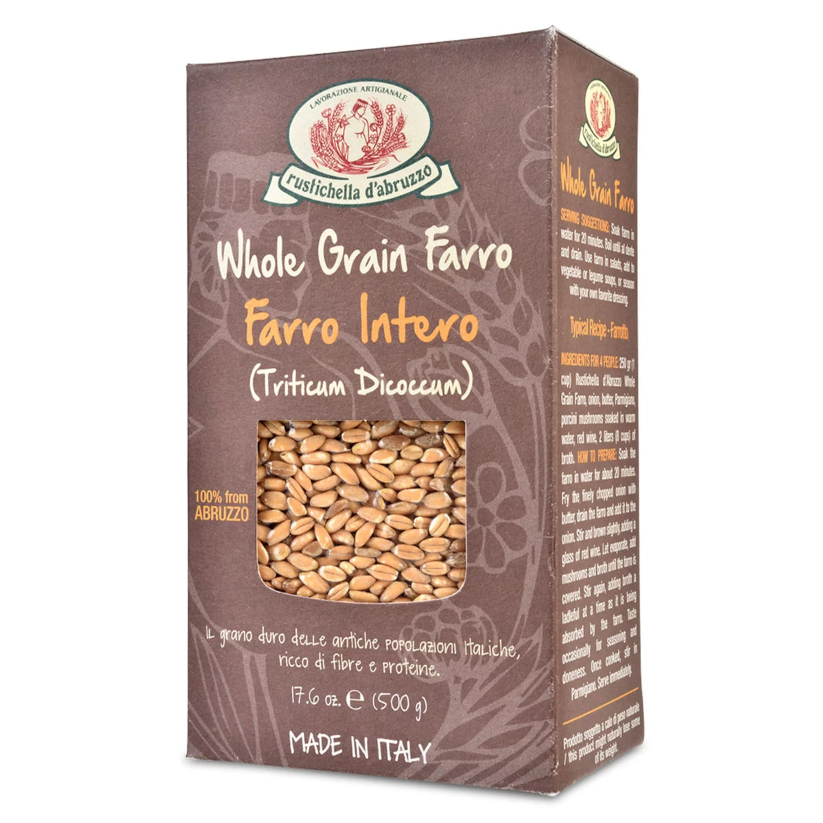 Rustichella d'Abruzzo front packaging showing product and clear label benefit