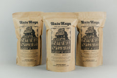 Ruta Maya open bag with visible whole beans ready for grinding and brewing