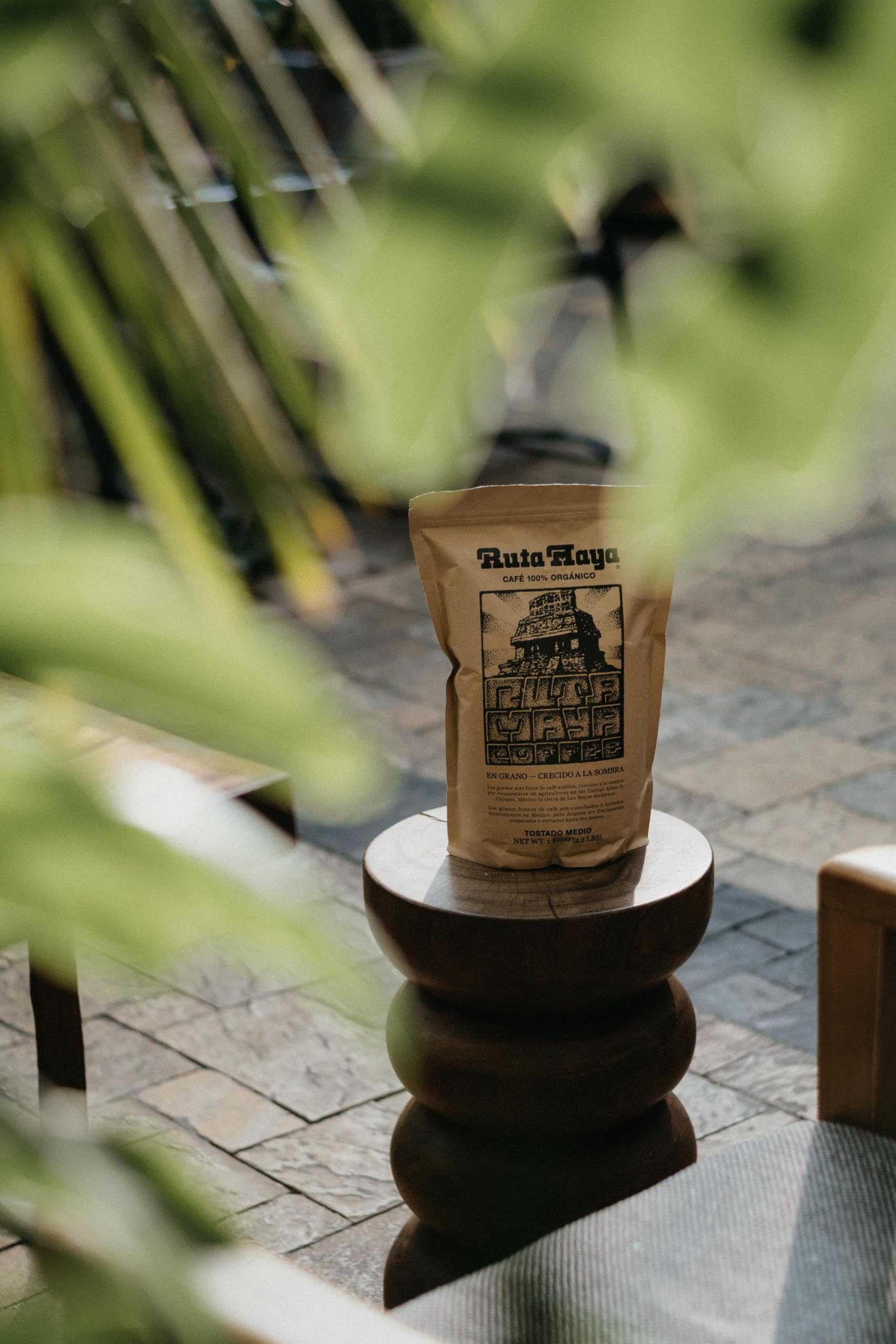 Ruta Maya close-up of whole beans highlighting texture and rich roast aroma