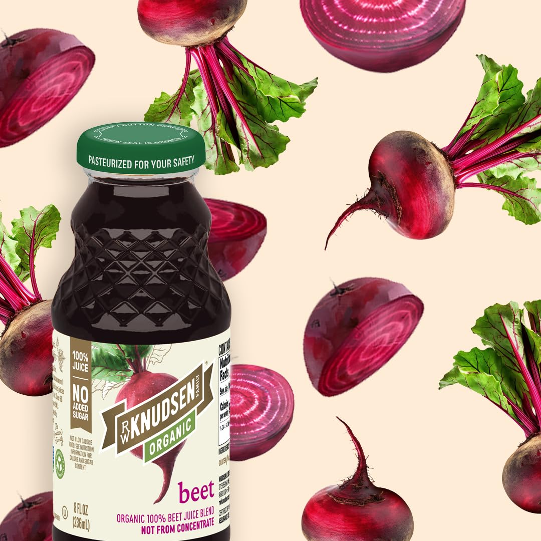 R.W. Knudsen bottle beside fruit for size comparison showing single-serve convenience benefit