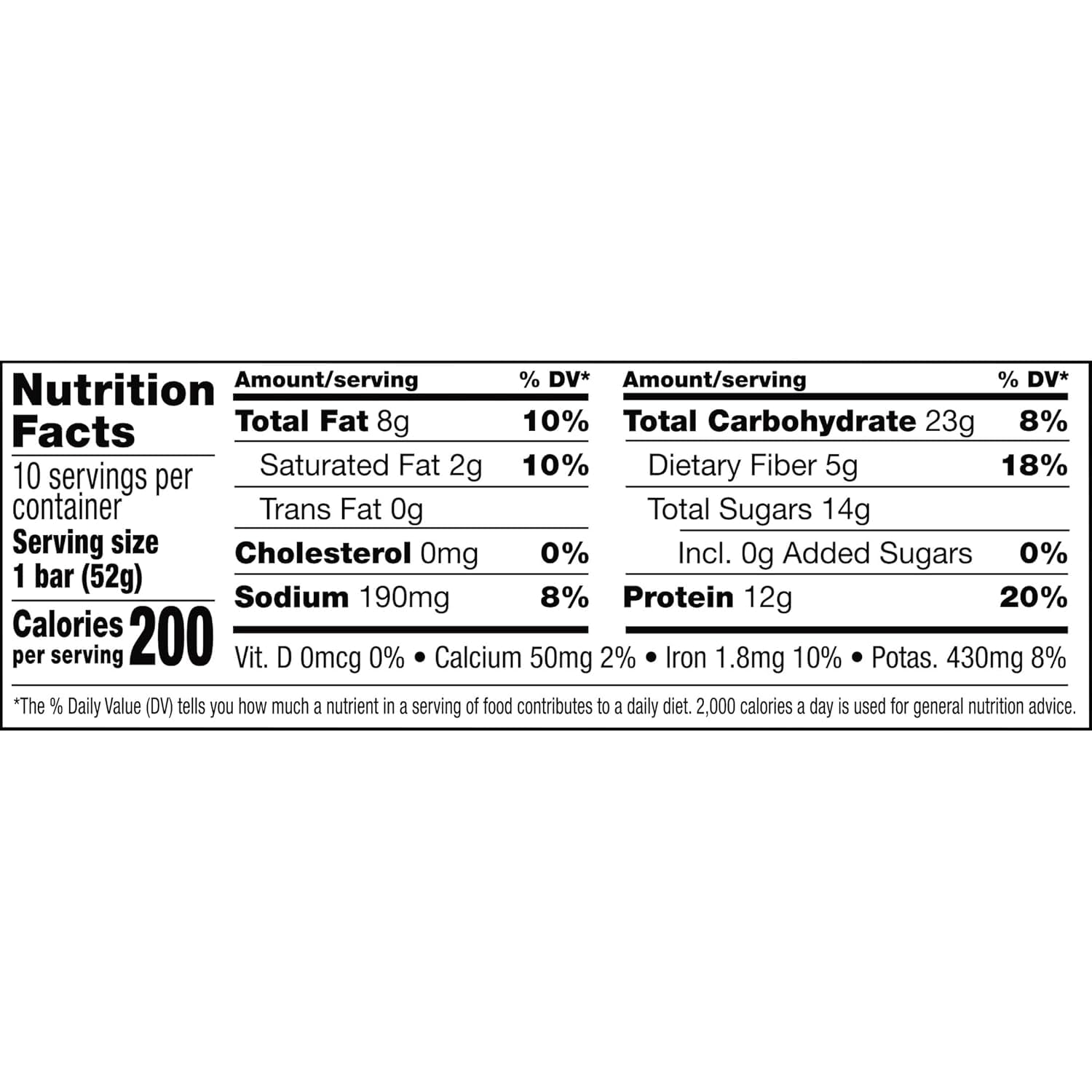 RXBAR nutrition label detail focused on ingredients and information to support informed choices