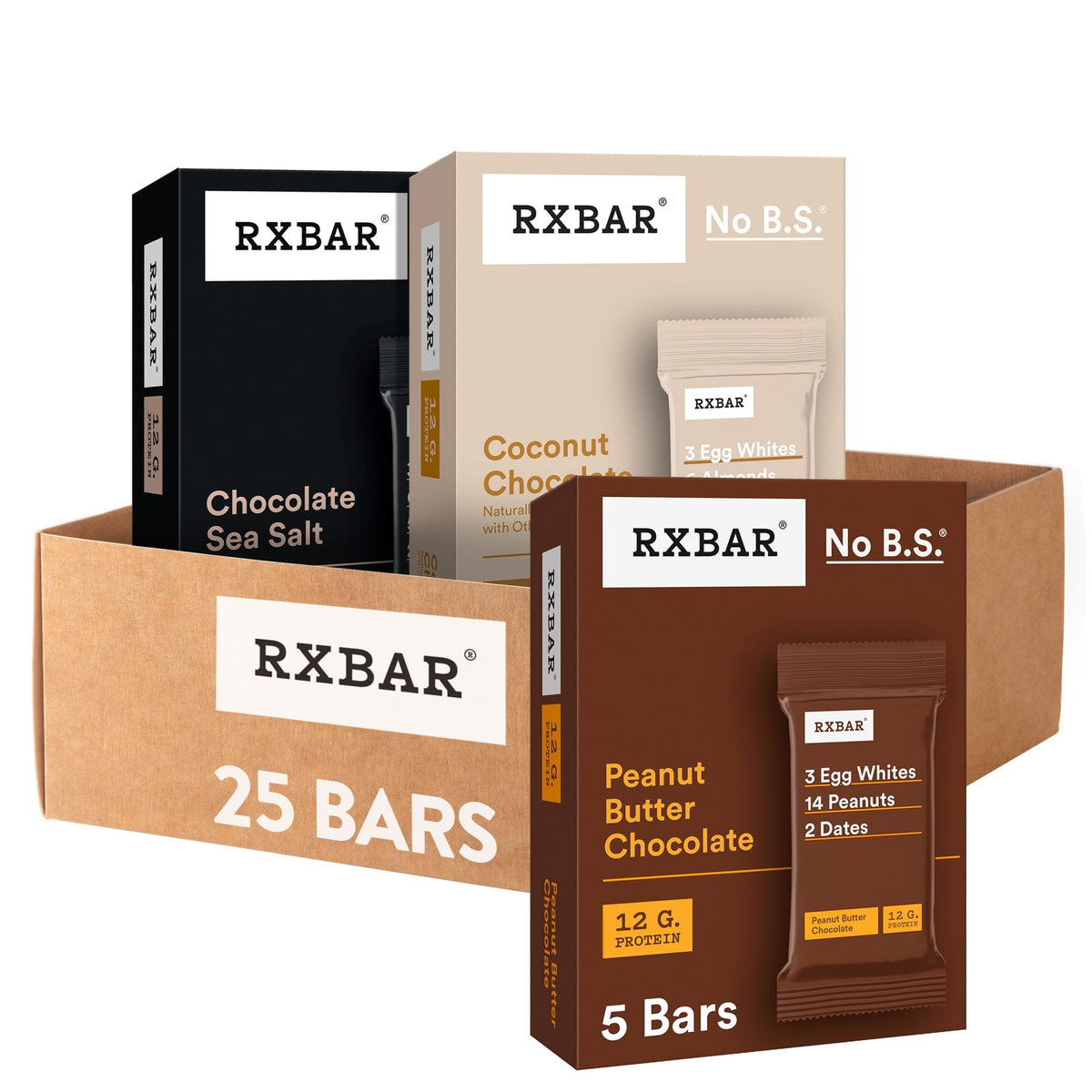 RXBAR front packaging showing variety case and quick grab convenience