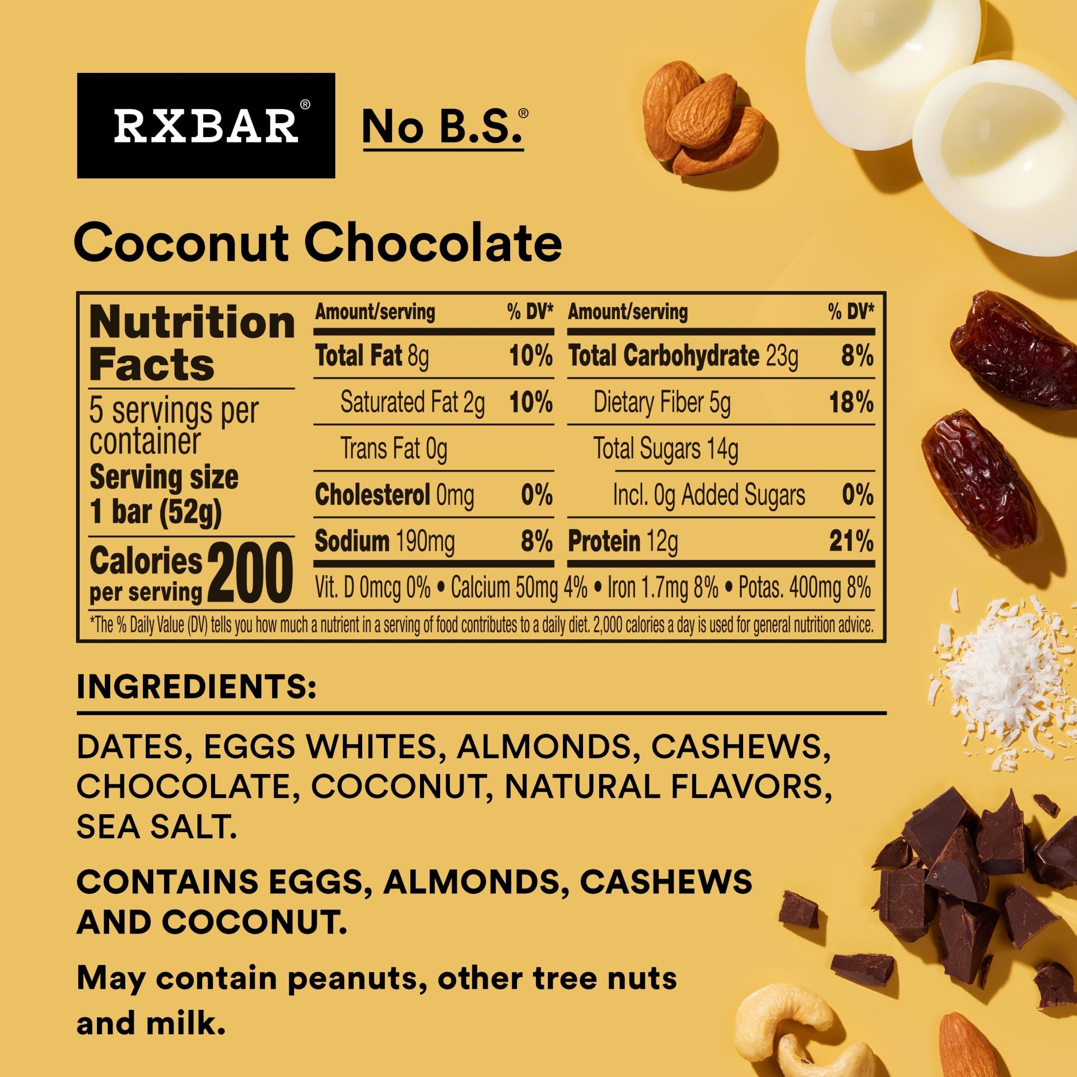 RXBAR close-up of coconut and dates highlighting natural ingredients