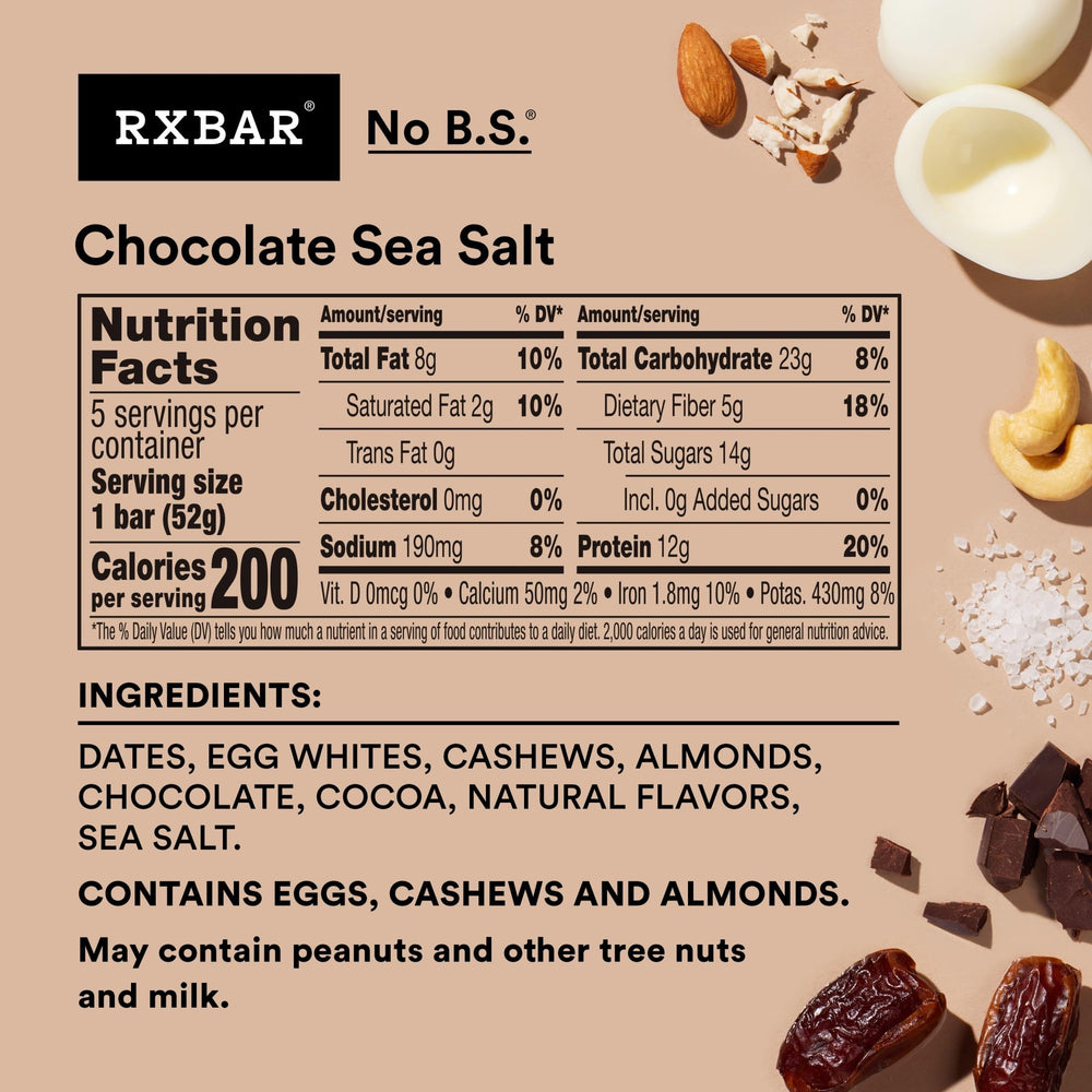 RXBAR ingredients spread with nuts and dates highlighting real foods benefit