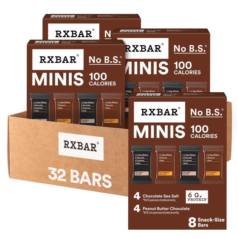 RXBAR mini front packaging showing variety pack and benefits