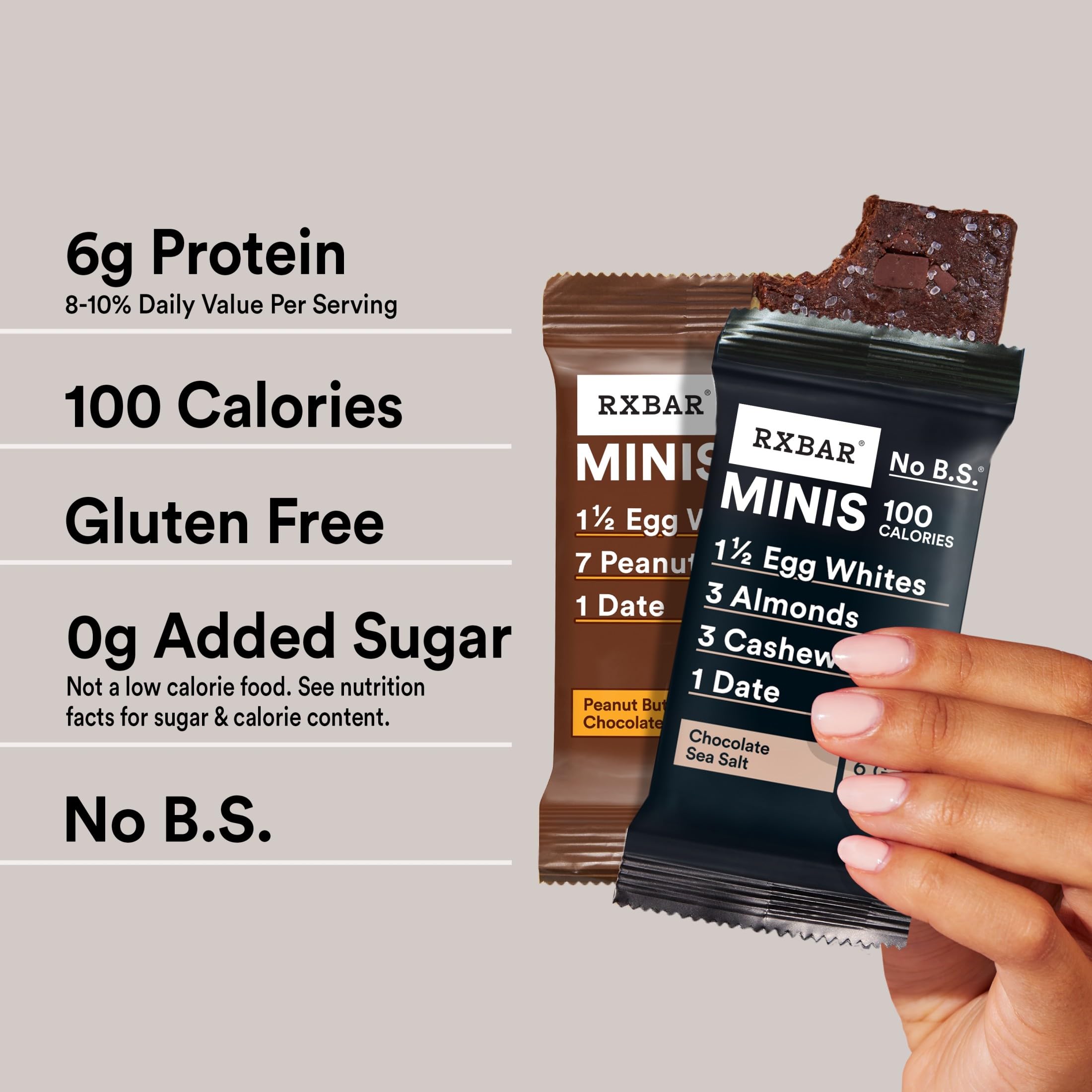 RXBAR Strawberry mini held in hand to show compact pocket-size
