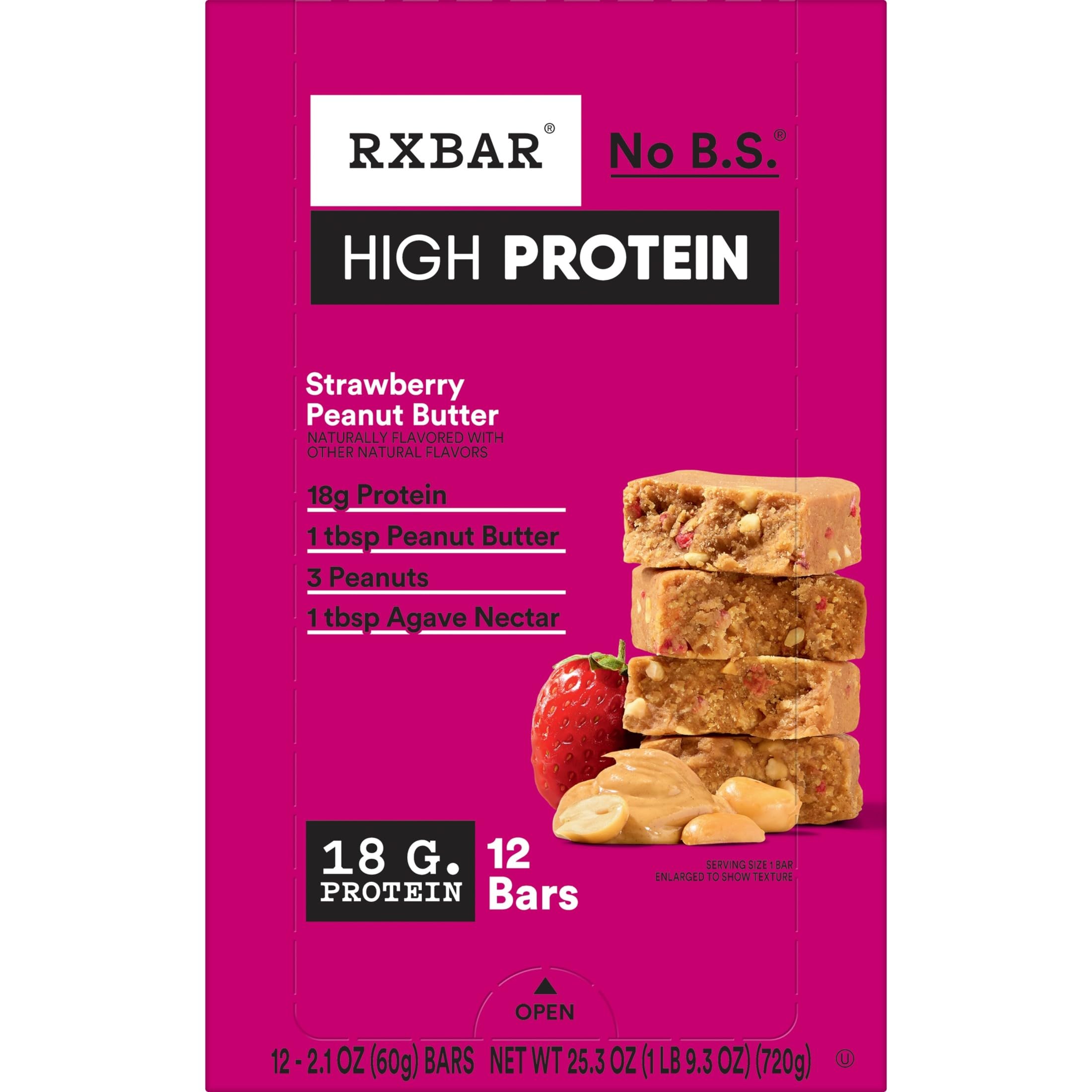 RXBAR nutrition label close-up showing 18g protein per bar benefit