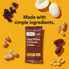 RXBAR Peanut Butter Chocolate bar unwrapped showing nutty texture benefit